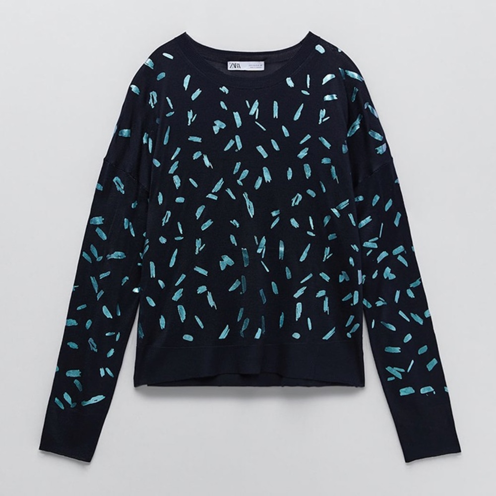 ZARA Combination knit long sleeve sweater